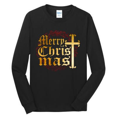 Merry Christmas Christian Cross Religious Family Matching Tall Long Sleeve T-Shirt