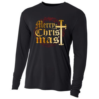 Merry Christmas Christian Cross Religious Family Matching Cooling Performance Long Sleeve Crew