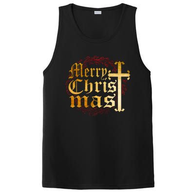 Merry Christmas Christian Cross Religious Family Matching PosiCharge Competitor Tank