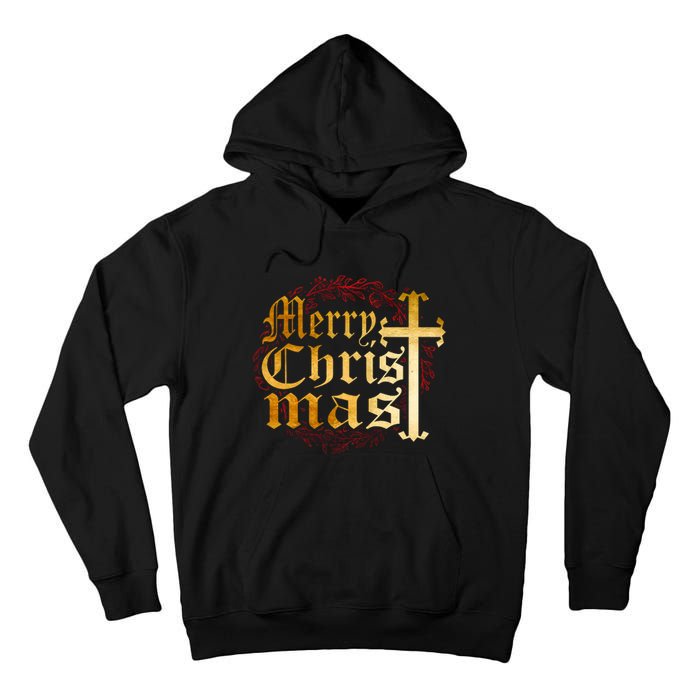 Merry Christmas Christian Cross Religious Family Matching Tall Hoodie