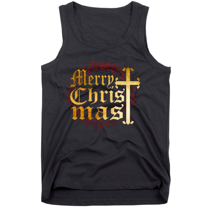 Merry Christmas Christian Cross Religious Family Matching Tank Top