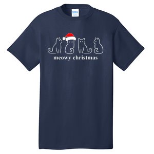 Meowy Catmas Cat Christmas Cute Kitten Cats Santa Hat Xmas Tall T-Shirt