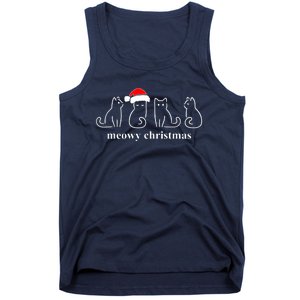 Meowy Catmas Cat Christmas Cute Kitten Cats Santa Hat Xmas Tank Top