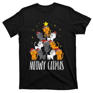 Meowy Catmas Cat Christmas Tree Xmas Pajamas PJs T-Shirt