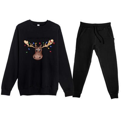 Merry Christmoose Christmas Moose Xmas Lover Holiday Lights Premium Crewneck Sweatsuit Set