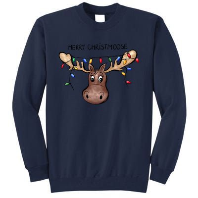 Merry Christmoose Christmas Moose Xmas Lover Holiday Lights Tall Sweatshirt