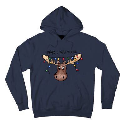 Merry Christmoose Christmas Moose Xmas Lover Holiday Lights Tall Hoodie