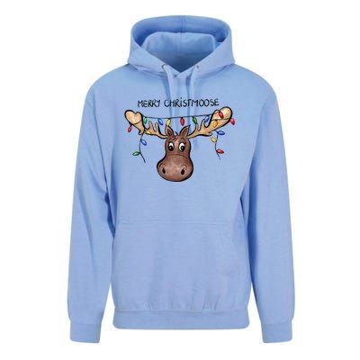 Merry Christmoose Christmas Moose Xmas Lover Holiday Lights Unisex Surf Hoodie