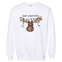 Merry Christmoose Christmas Moose Xmas Lover Holiday Lights Garment-Dyed Sweatshirt