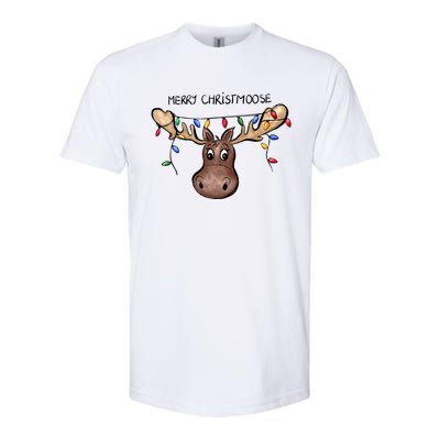 Merry Christmoose Christmas Moose Xmas Lover Holiday Lights Softstyle® CVC T-Shirt