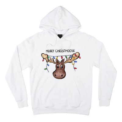 Merry Christmoose Christmas Moose Xmas Lover Holiday Lights Hoodie