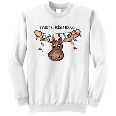 Merry Christmoose Christmas Moose Xmas Lover Holiday Lights Sweatshirt