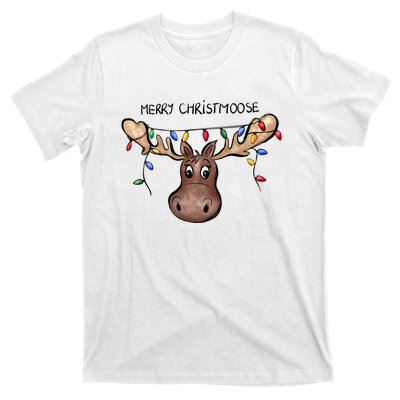 Merry Christmoose Christmas Moose Xmas Lover Holiday Lights T-Shirt