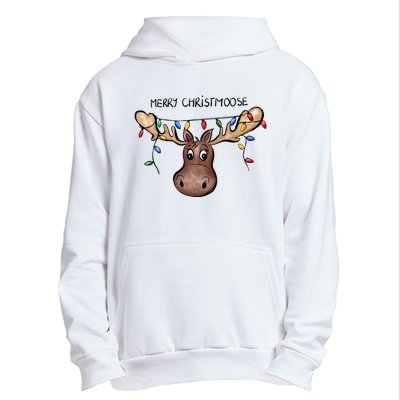 Merry Christmoose Christmas Moose Xmas Lover Holiday Lights Urban Pullover Hoodie