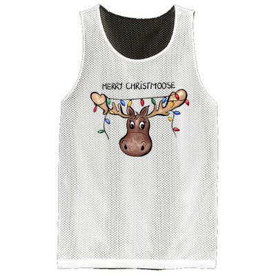 Merry Christmoose Christmas Moose Xmas Lover Holiday Lights Mesh Reversible Basketball Jersey Tank