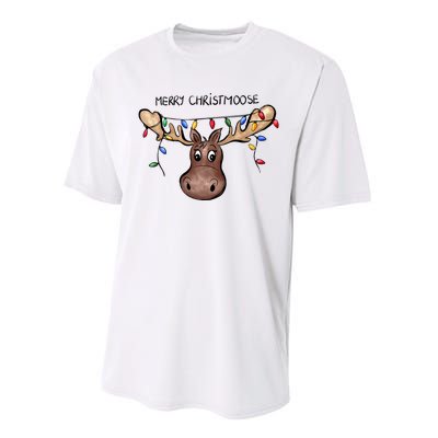 Merry Christmoose Christmas Moose Xmas Lover Holiday Lights Performance Sprint T-Shirt