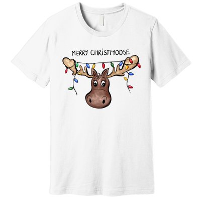 Merry Christmoose Christmas Moose Xmas Lover Holiday Lights Premium T-Shirt