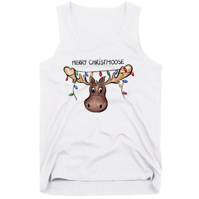 Merry Christmoose Christmas Moose Xmas Lover Holiday Lights Tank Top