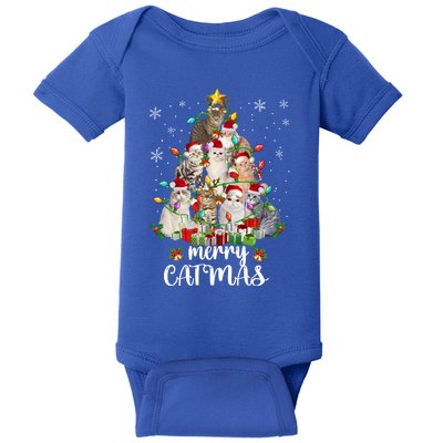 Meowy Christmas Cat Tree Funny Cats Merry Catmas Tees Gift Baby Bodysuit