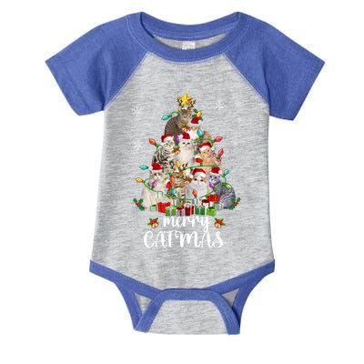 Meowy Christmas Cat Tree Funny Cats Merry Catmas Tees Gift Infant Baby Jersey Bodysuit