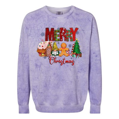 Merry Christmas Candy House Lemon Gnome Gingerbread Pajamas Colorblast Crewneck Sweatshirt