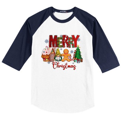 Merry Christmas Candy House Lemon Gnome Gingerbread Pajamas Baseball Sleeve Shirt