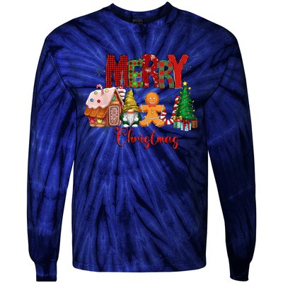 Merry Christmas Candy House Lemon Gnome Gingerbread Pajamas Tie-Dye Long Sleeve Shirt