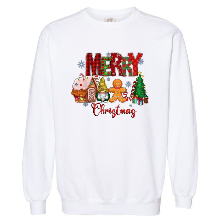 Merry Christmas Candy House Lemon Gnome Gingerbread Pajamas Garment-Dyed Sweatshirt