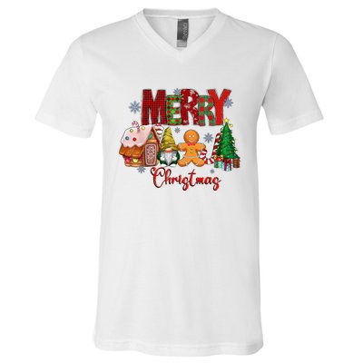 Merry Christmas Candy House Lemon Gnome Gingerbread Pajamas V-Neck T-Shirt