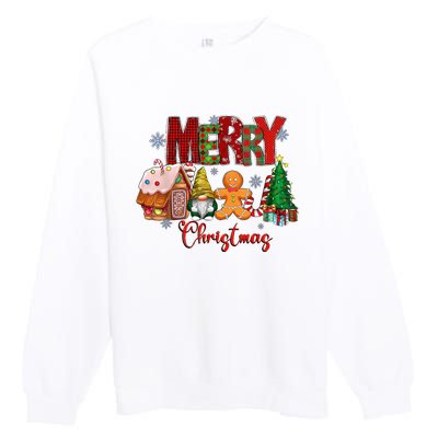 Merry Christmas Candy House Lemon Gnome Gingerbread Pajamas Premium Crewneck Sweatshirt