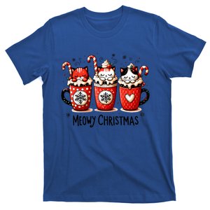 Meowy Christmas Cute Cats And Coffee Merry Xmas Graphic T-Shirt