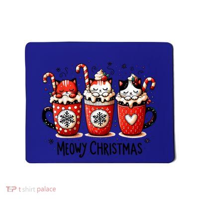 Meowy Christmas Cute Cats And Coffee Merry Xmas Graphic Mousepad