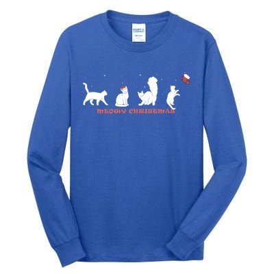 Meowy Catmas Christmas Vintage Kitten Cat Santa Hat Xmas Gift Tall Long Sleeve T-Shirt