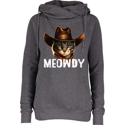 Meowdy Cat Cowboy Funny Cat Meme Womens Funnel Neck Pullover Hood