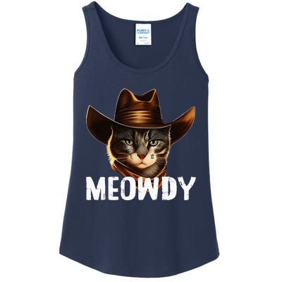 Meowdy Cat Cowboy Funny Cat Meme Ladies Essential Tank