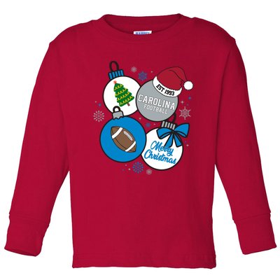 Merry Christmas Carolina Football Est 1993 Toddler Long Sleeve Shirt