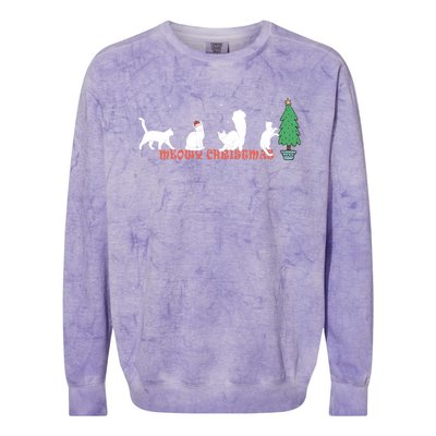 Meowy Catmas Christmas Vintage Kitten Cat Santa Hat Xmas Gift Colorblast Crewneck Sweatshirt