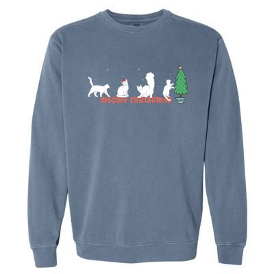 Meowy Catmas Christmas Vintage Kitten Cat Santa Hat Xmas Gift Garment-Dyed Sweatshirt