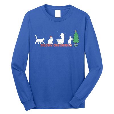 Meowy Catmas Christmas Vintage Kitten Cat Santa Hat Xmas Gift Long Sleeve Shirt