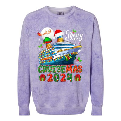 Merry Christmas Cruise 2024 Santa Elf Cruise Ship Lover Colorblast Crewneck Sweatshirt