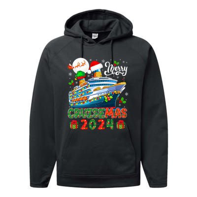 Merry Christmas Cruise 2024 Santa Elf Cruise Ship Lover Performance Fleece Hoodie