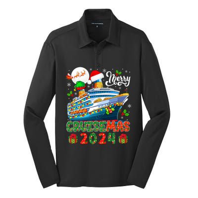 Merry Christmas Cruise 2024 Santa Elf Cruise Ship Lover Silk Touch Performance Long Sleeve Polo