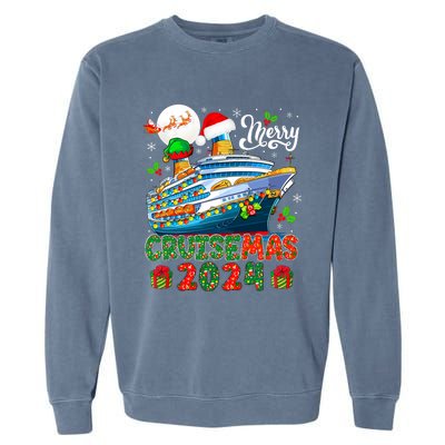 Merry Christmas Cruise 2024 Santa Elf Cruise Ship Lover Garment-Dyed Sweatshirt