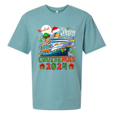 Merry Christmas Cruise 2024 Santa Elf Cruise Ship Lover Sueded Cloud Jersey T-Shirt