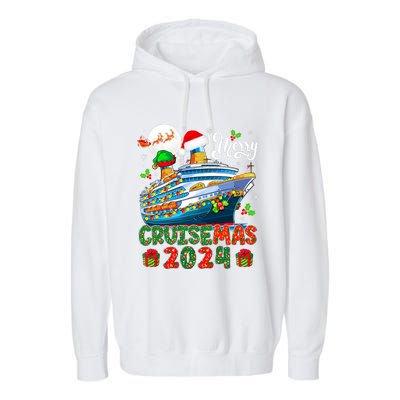 Merry Christmas Cruise 2024 Santa Elf Cruise Ship Lover Garment-Dyed Fleece Hoodie