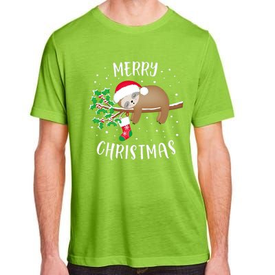 Merry Christmas Cute Sloth Xmas Outfit Matching Family Adult ChromaSoft Performance T-Shirt