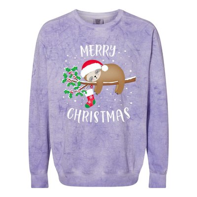 Merry Christmas Cute Sloth Xmas Outfit Matching Family Colorblast Crewneck Sweatshirt