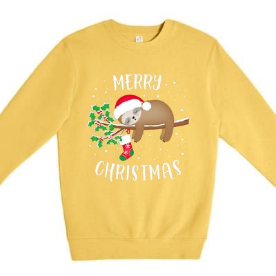 Merry Christmas Cute Sloth Xmas Outfit Matching Family Premium Crewneck Sweatshirt