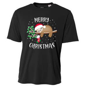 Merry Christmas Cute Sloth Xmas Outfit Matching Family Cooling Performance Crew T-Shirt