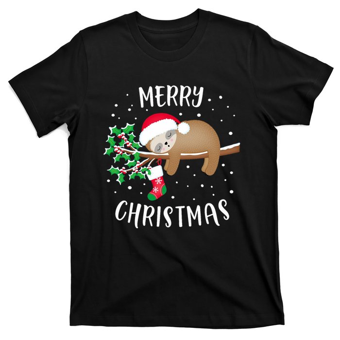 Merry Christmas Cute Sloth Xmas Outfit Matching Family T-Shirt